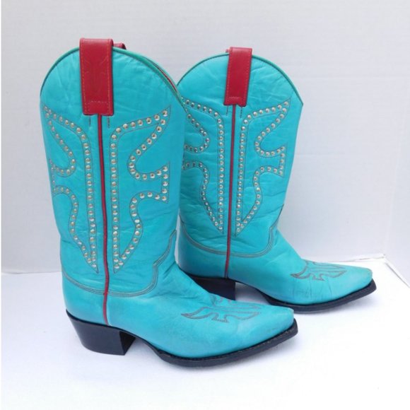 Frye Shoes - RARE Frye Daisy Duke Turquoise Aqua Cowboy Boots